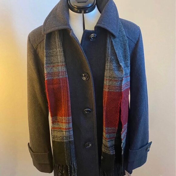 NWT London Fog Women's Double Breasted Peacoat with Scarf (Large) - Picture 2 of 4